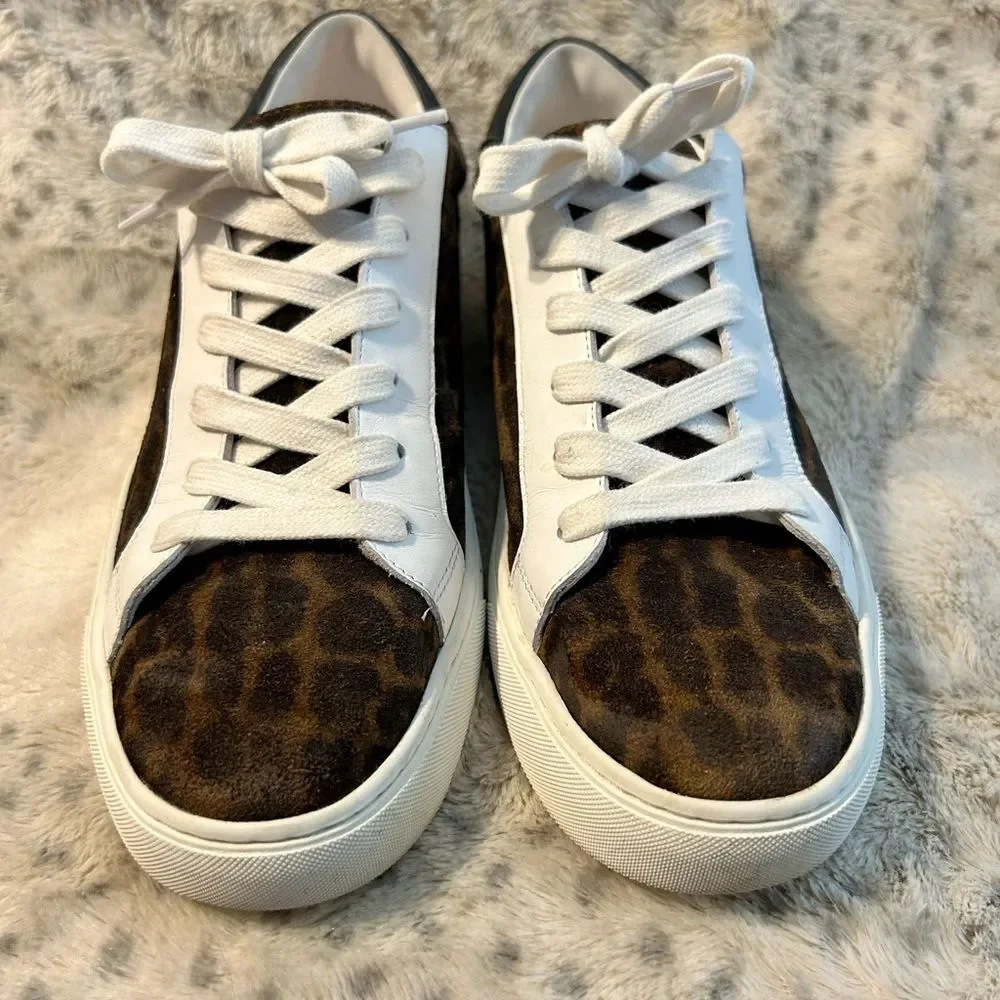 Veronica Beard Leopard Print Suede 8.5 BIBI Skater Sneakers EUC
